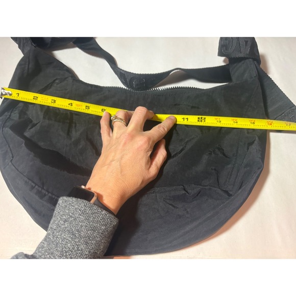 Black Baggu Nylon Crescent Shoulder Bag with Logo Strap - Picture 2 of 7